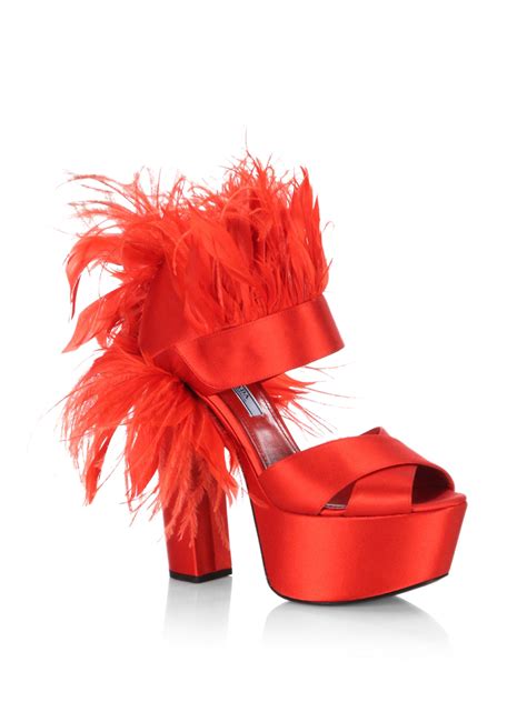 prada red feather sandals|prada studded pony skin sandals.